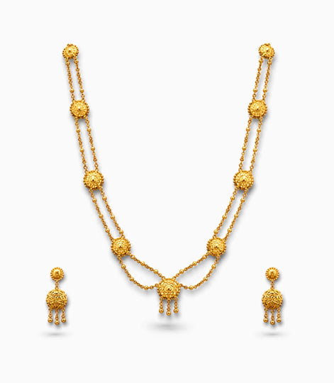 Gold Plated Long Layered Necklace