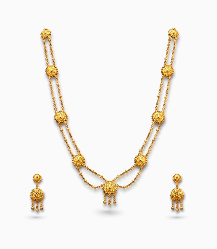 Gold Plated Long Layered Necklace