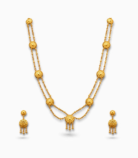 Gold Plated Long Layered Necklace