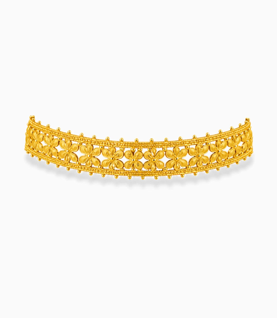 Gold Plated Matte Floral Choker