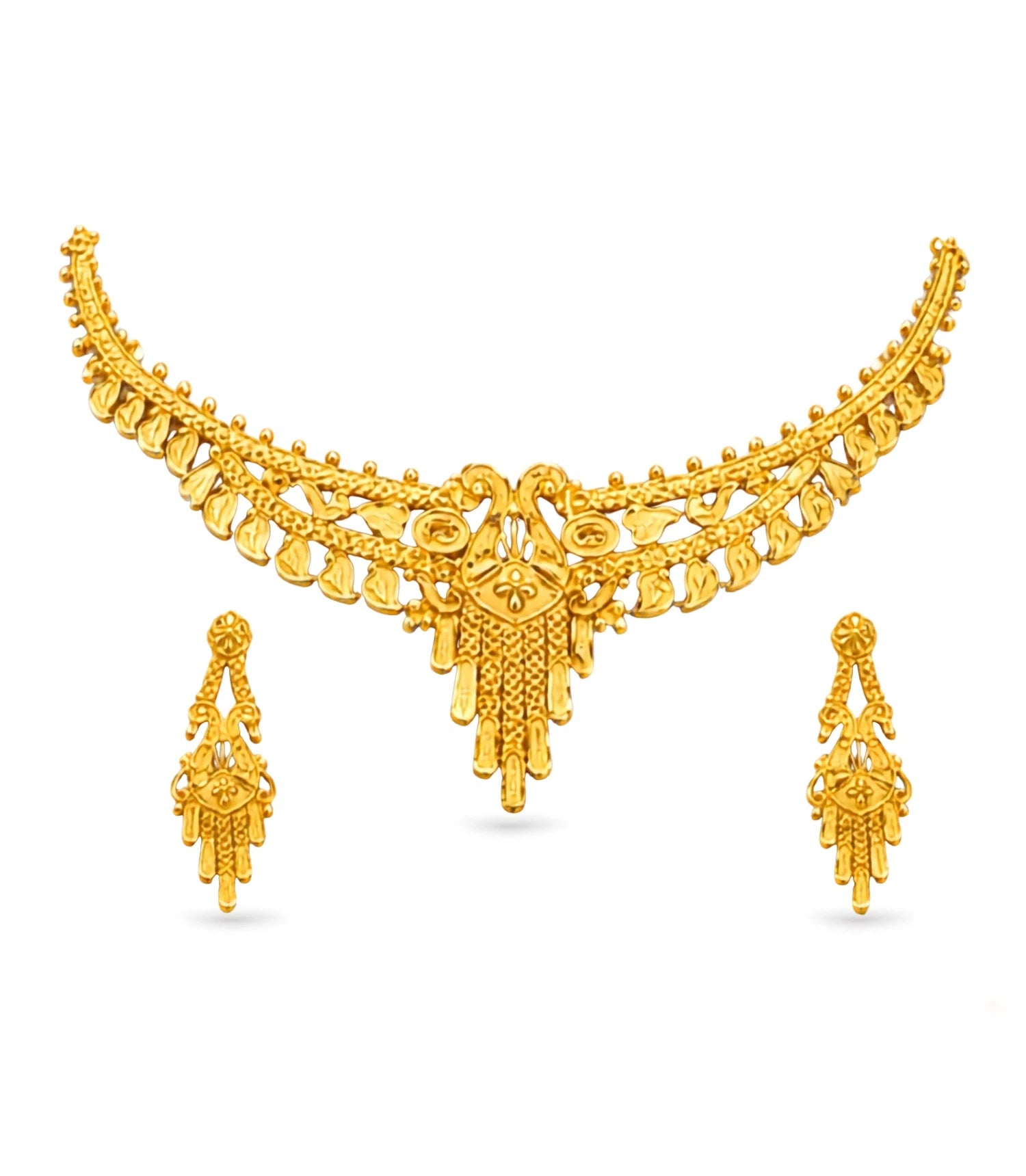 Gold Plated Wedding Peacock Motif Necklace Set