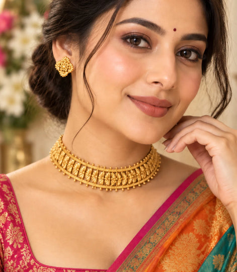 Gold Plated Festive Leaf Choker