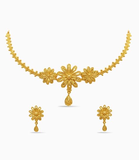 Gold Plated Lightweight Floral Choker