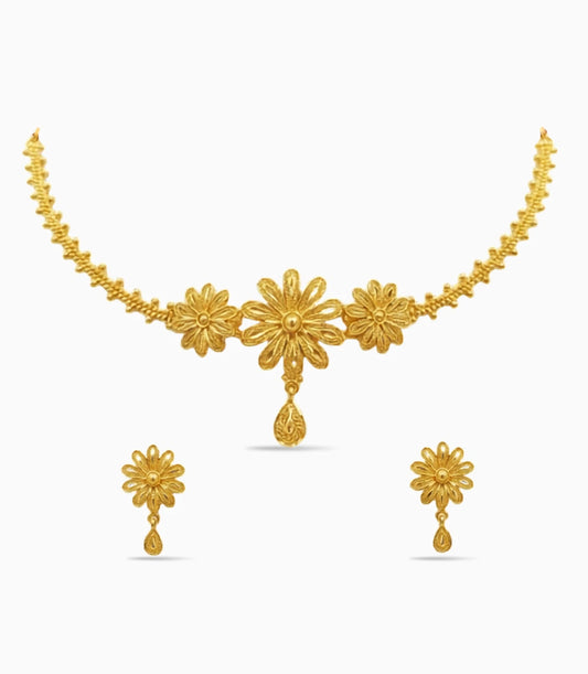 Gold Plated Lightweight Floral Choker