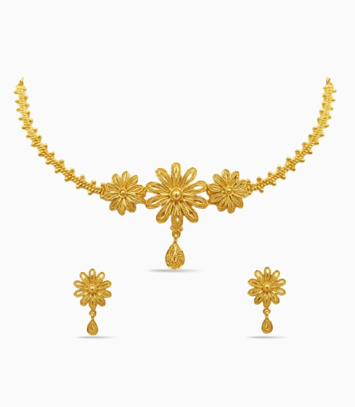 Gold Plated Lightweight Floral Choker