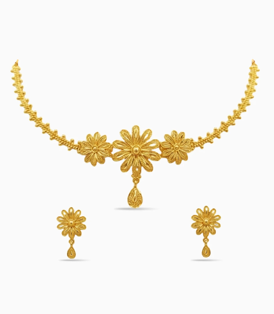 Gold Plated Lightweight Floral Choker