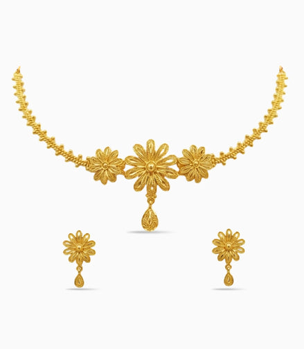 Gold Plated Lightweight Floral Choker