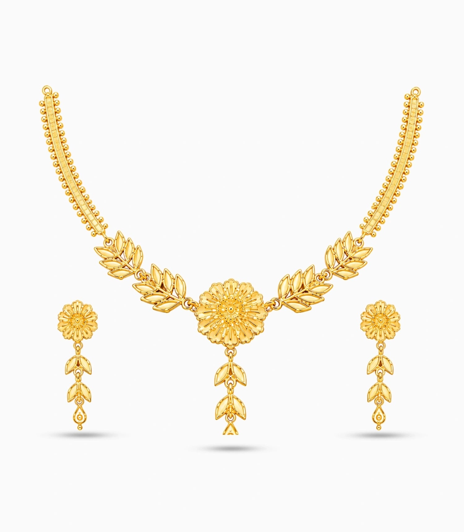 Gold Plated Ethinic Floral Simple Necklace Set