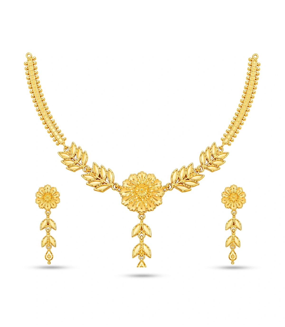 Gold Plated Ethnic Floral Simple Necklace Set