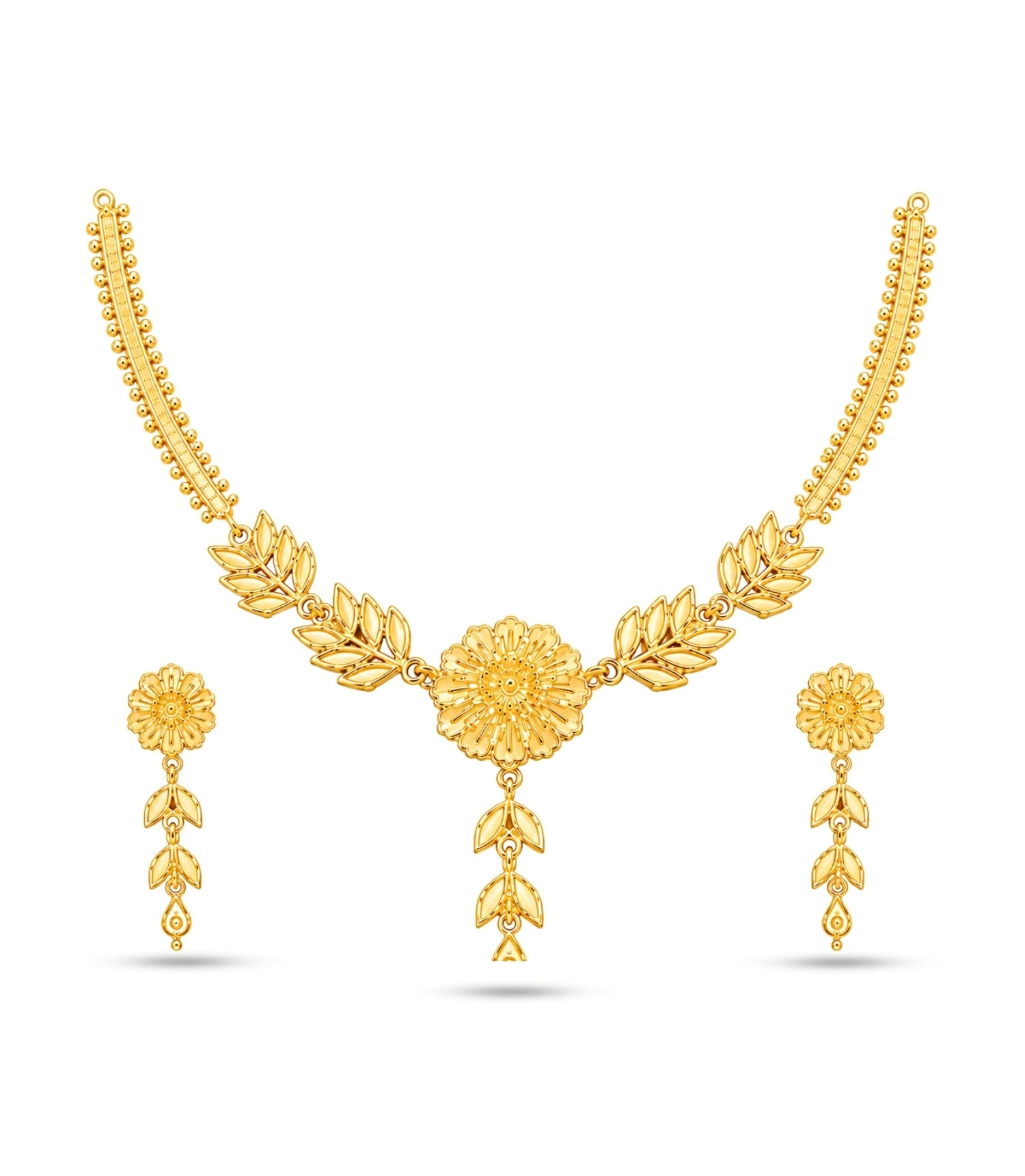 Gold Plated Ethinic Floral Simple Necklace Set