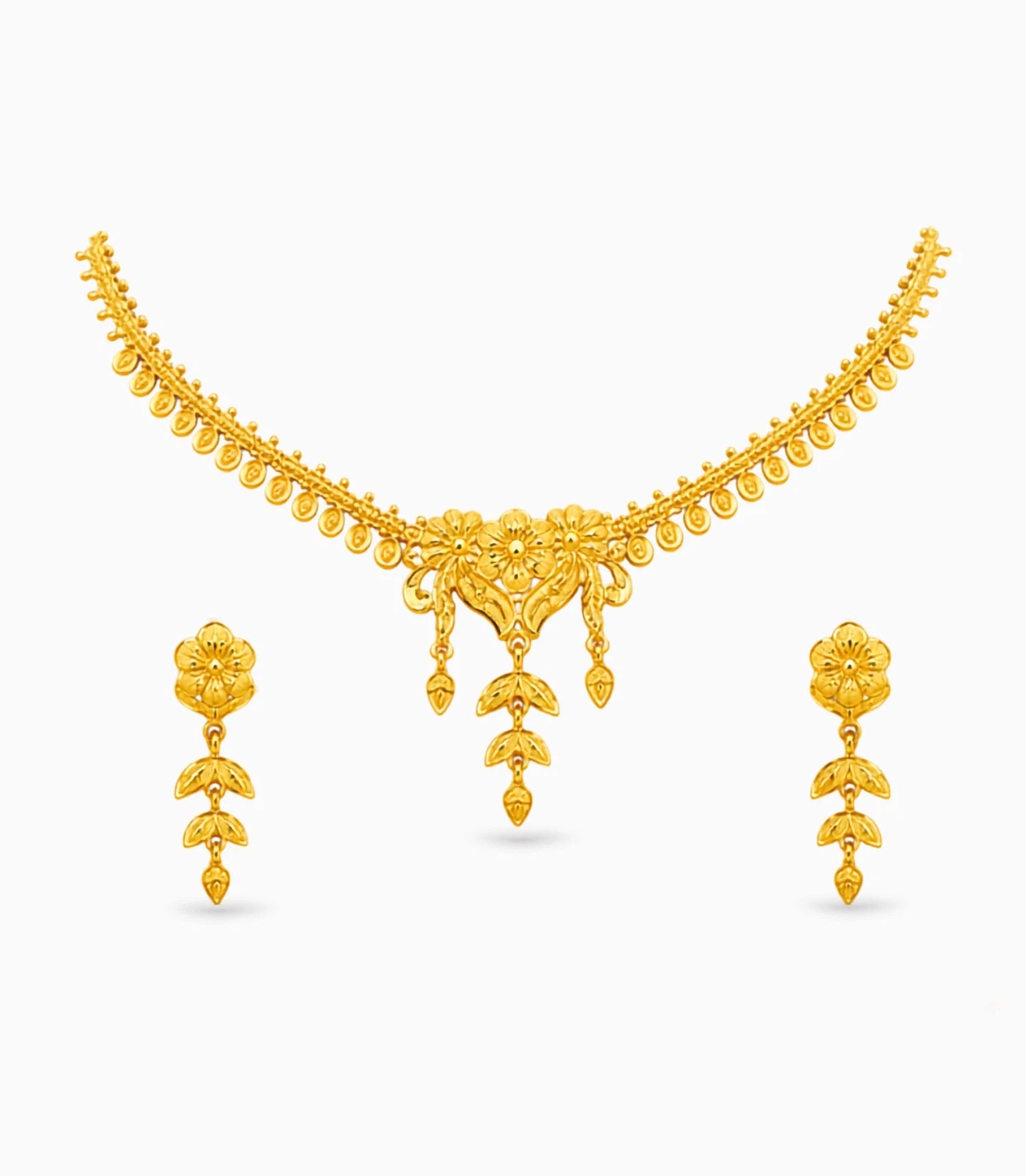 Gold Plated Festive Delicate Leaf Necklace Set