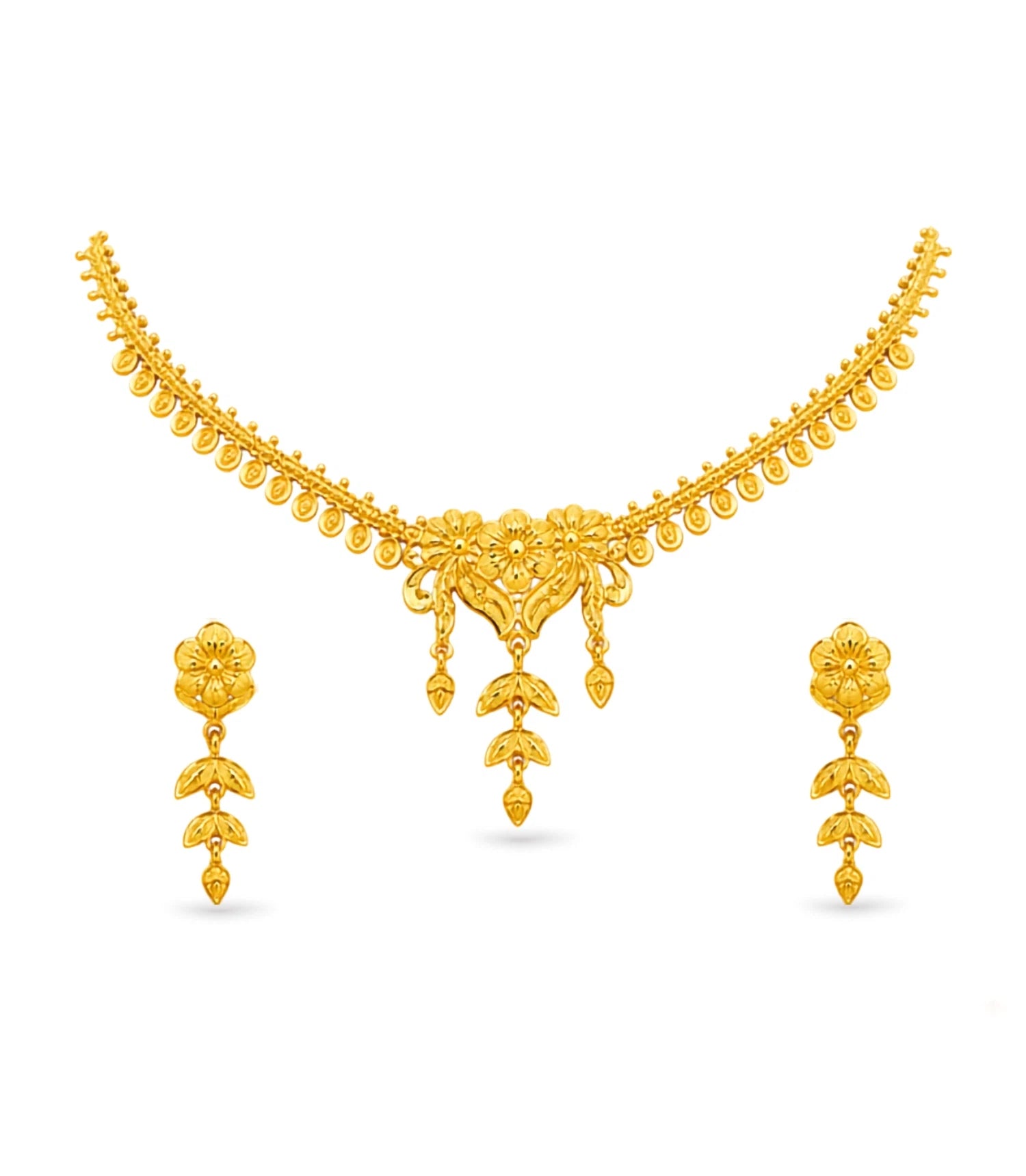 Gold Plated Festive Delicate Leaf Necklace Set