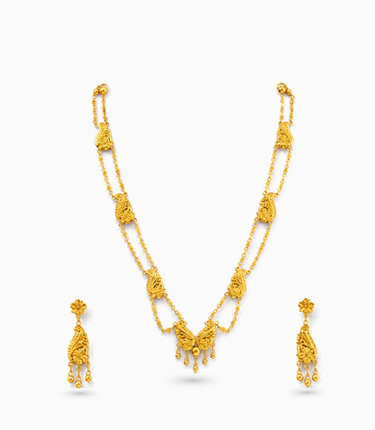 Gold Plated Long Layered Necklace