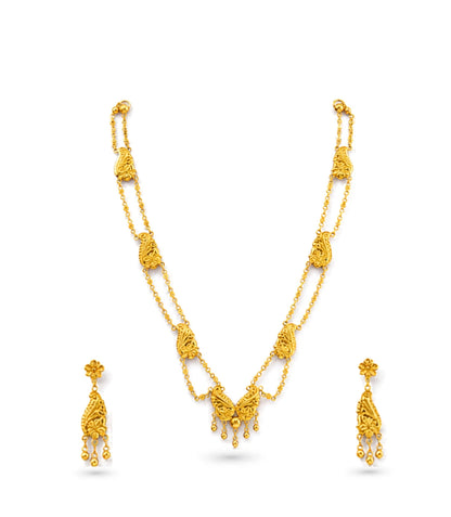 Gold Plated Long Layered Necklace
