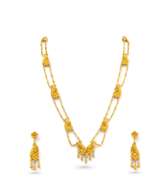Gold Plated Long Layered Necklace