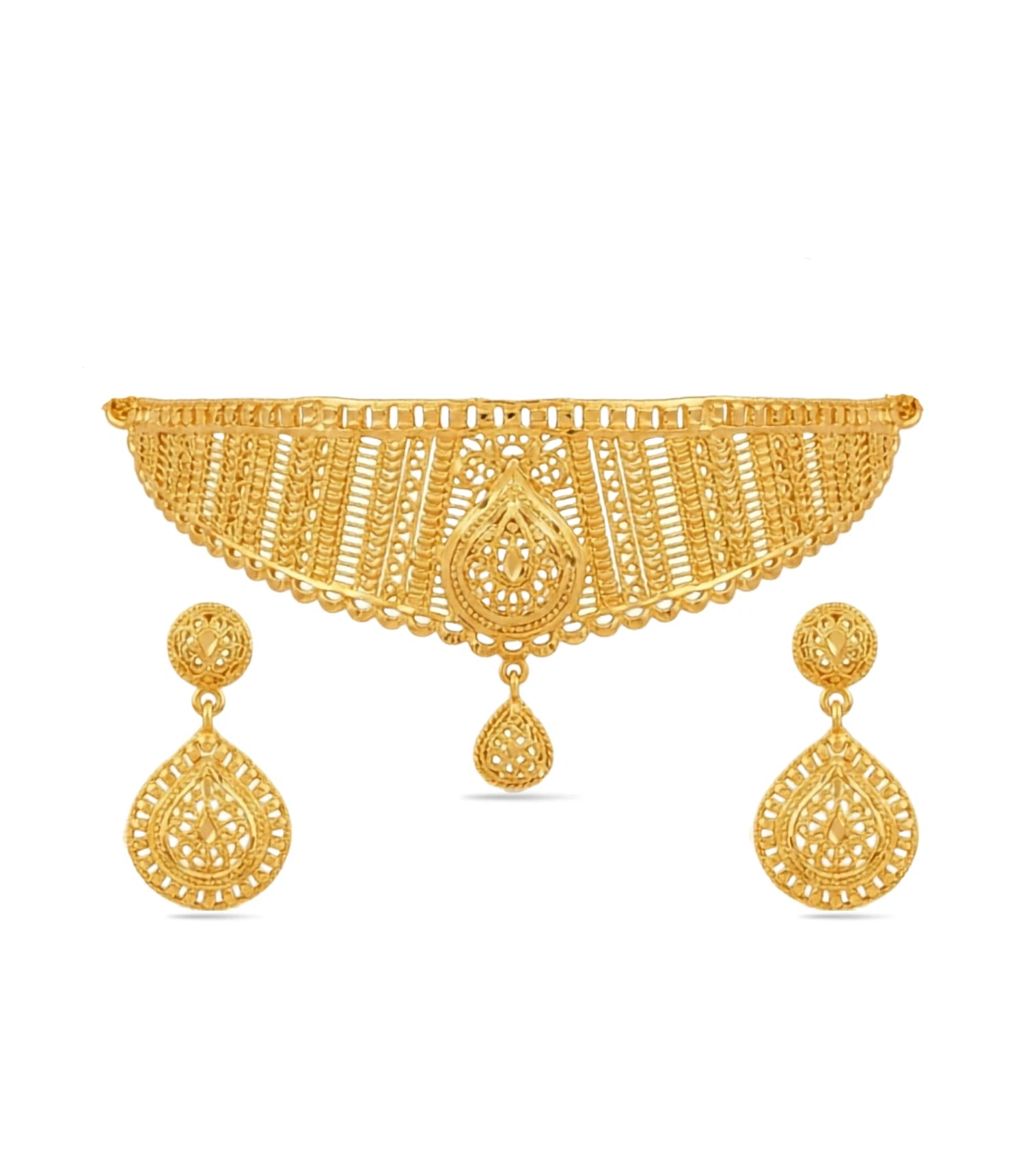 Gold Plated Wedding Paisley Mesh Choker