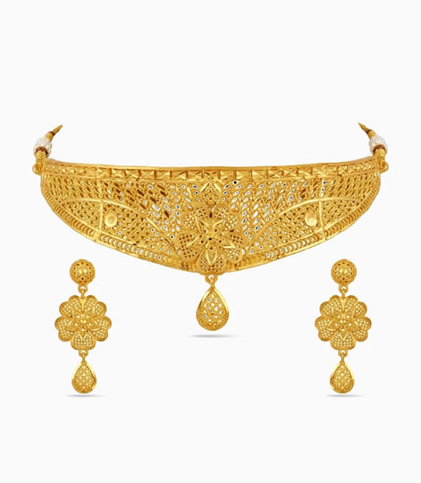Gold Plated Wedding Floral Filigree Choker