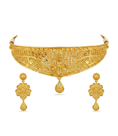 Gold Plated Wedding Floral Filigree Choker