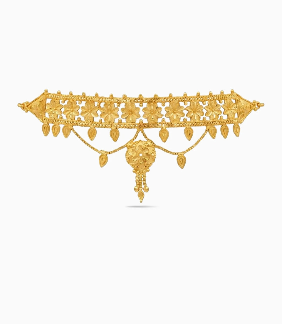 Gold Plated Floral Mesh Choker