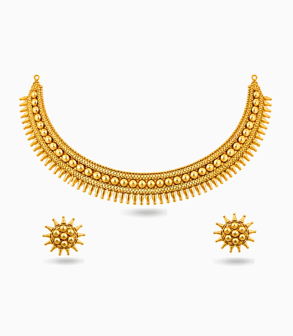 Gold Plated Festive Sunburst Necklace Set