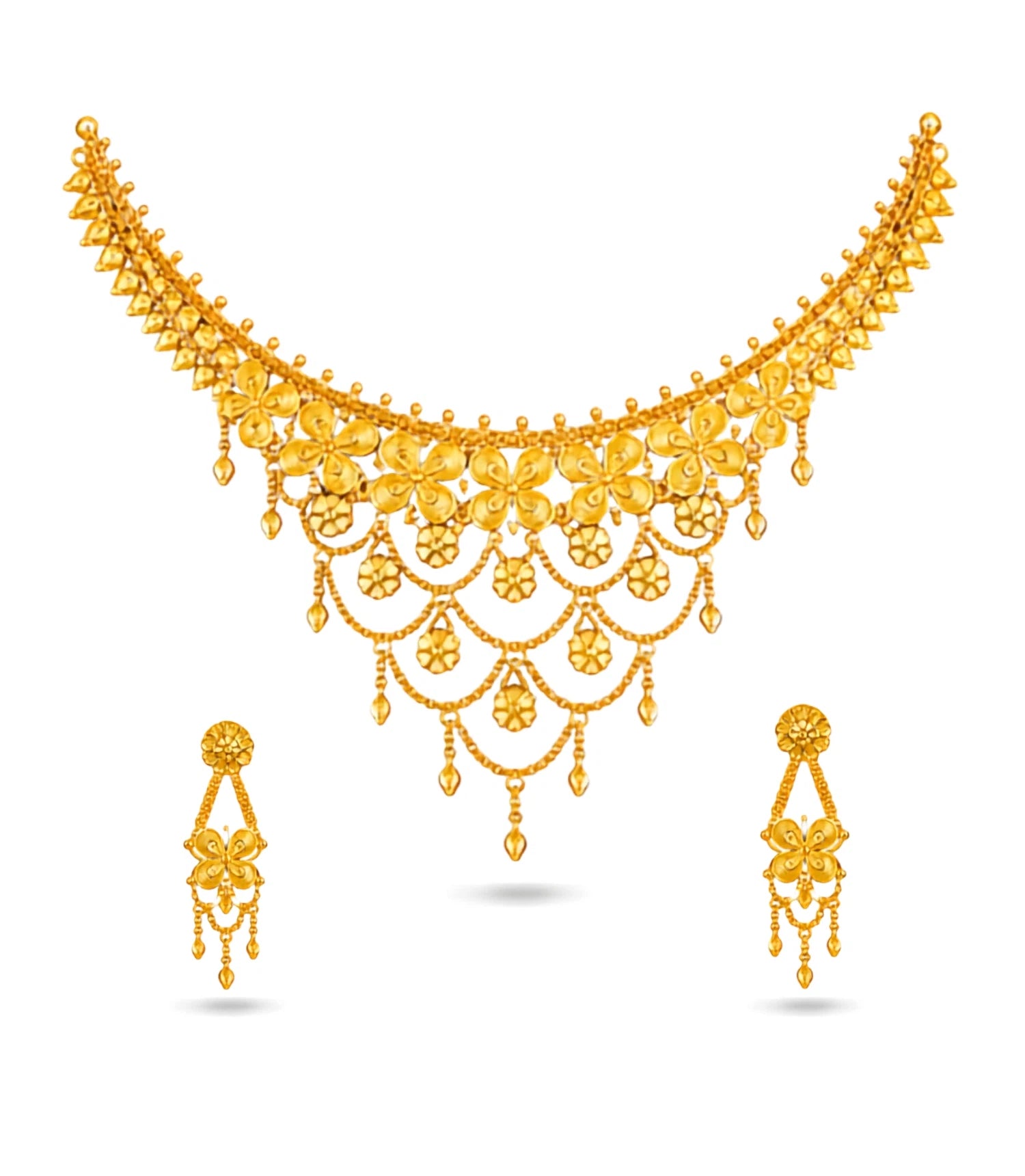 Gold Plated Floral Touch Necklace Set
