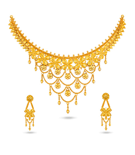 Gold Plated Floral Touch Necklace Set