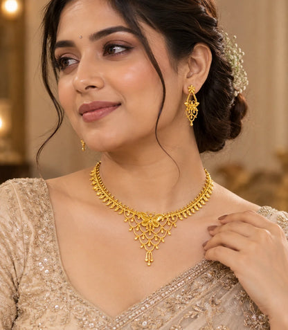 Gold Plated Butterfly Necklace Set