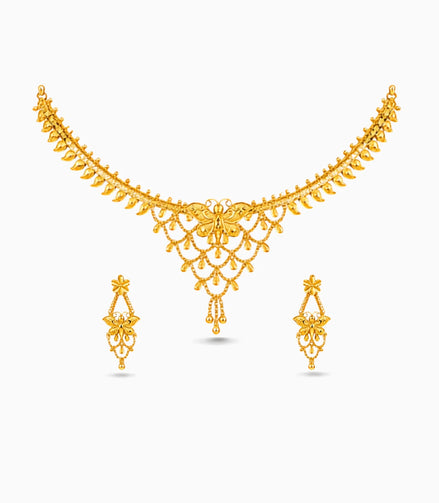 Gold Plated Butterfly Necklace Set