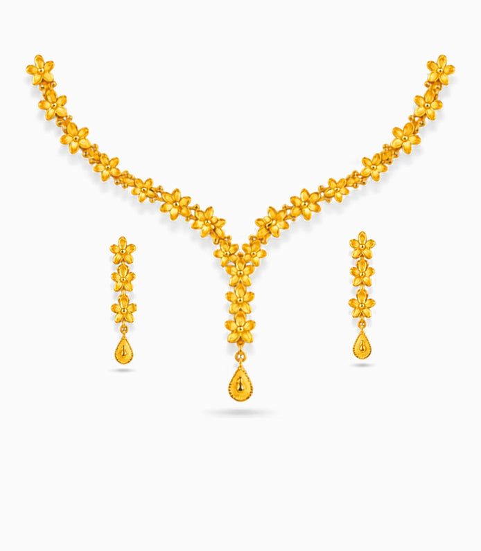 Gold Plated Floral Harmony Necklace Set