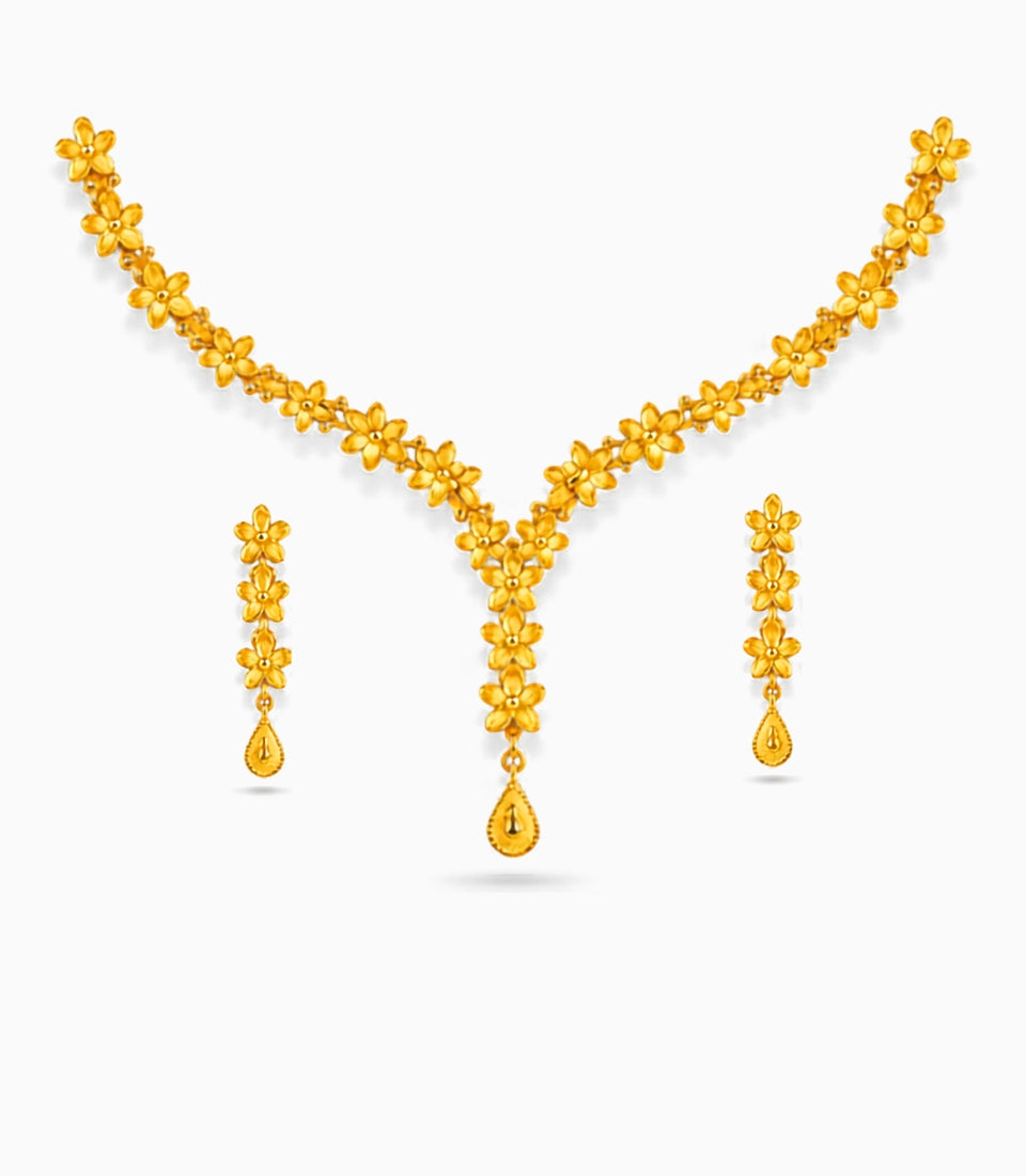 Gold Plated Floral Harmony Necklace Set