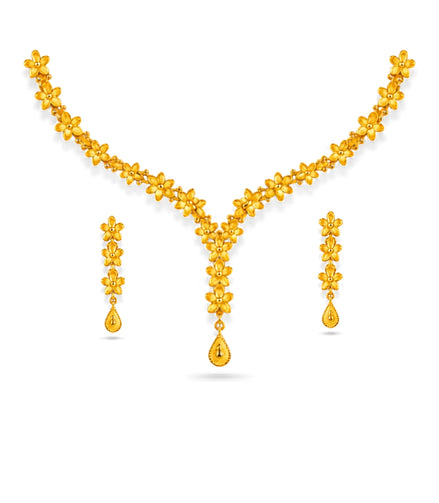 Gold Plated Floral Harmony Necklace Set
