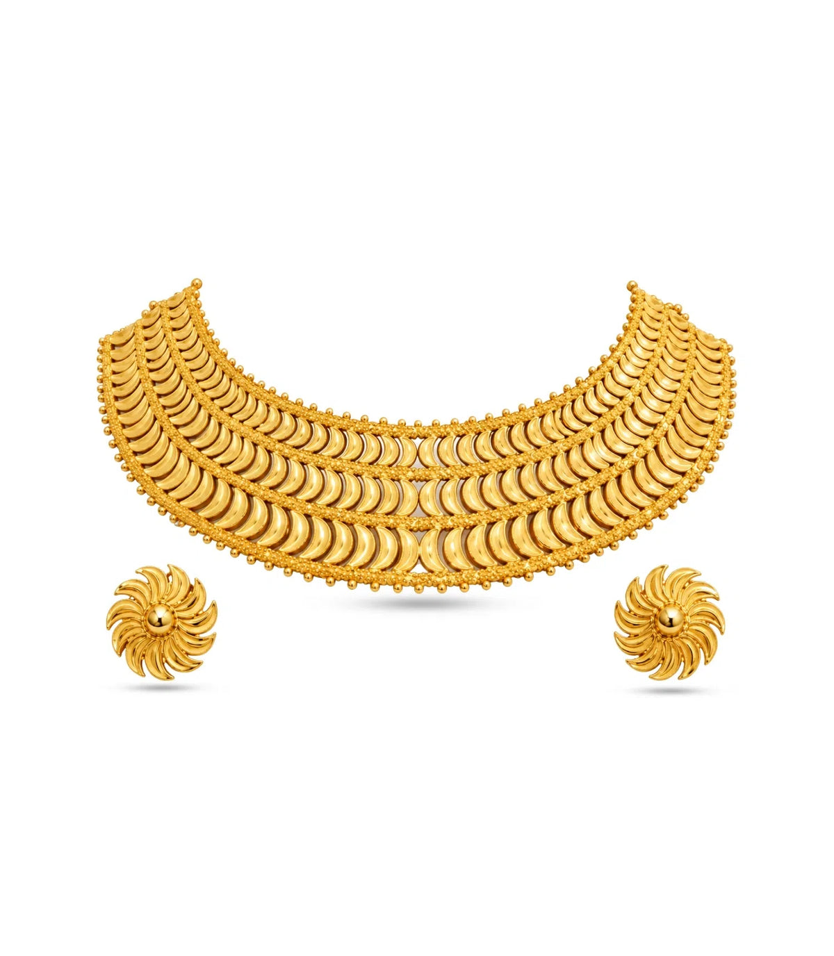 Gold Plated Royal Scallop Cascade Necklace Set
