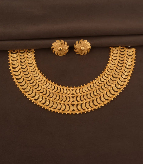 Gold Plated Royal Scallop Cascade Necklace Set
