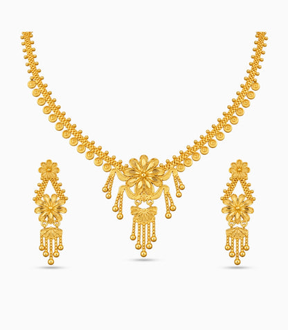 Gold Plated Classic Botanical Necklace Set