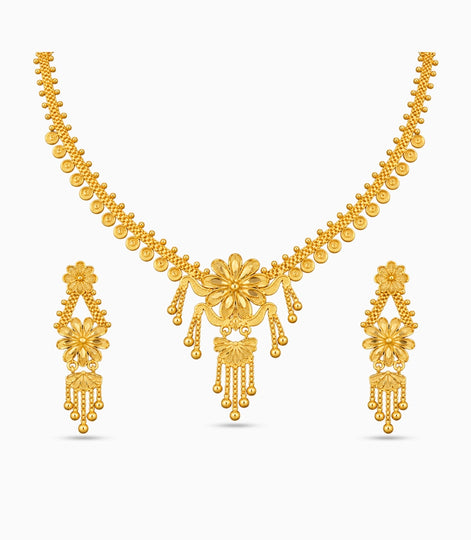 Gold Plated Classic Botanical Necklace Set