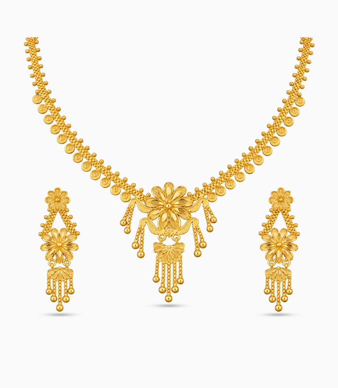 Gold Plated Classic Botanical Necklace Set