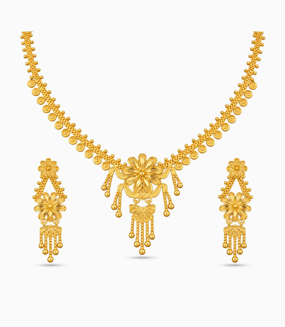 Gold Plated Classic Botanical Necklace Set