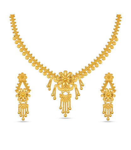 Gold Plated Classic Botanical Necklace Set