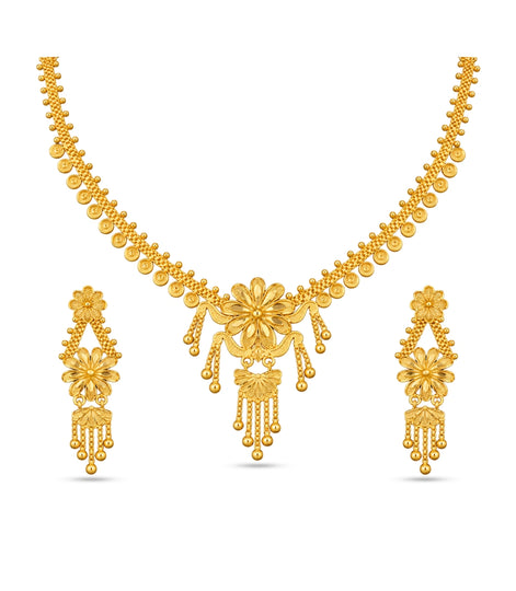 Gold Plated Classic Botanical Necklace Set