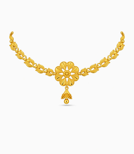 Gold Plated Radiating Floral Choker Set