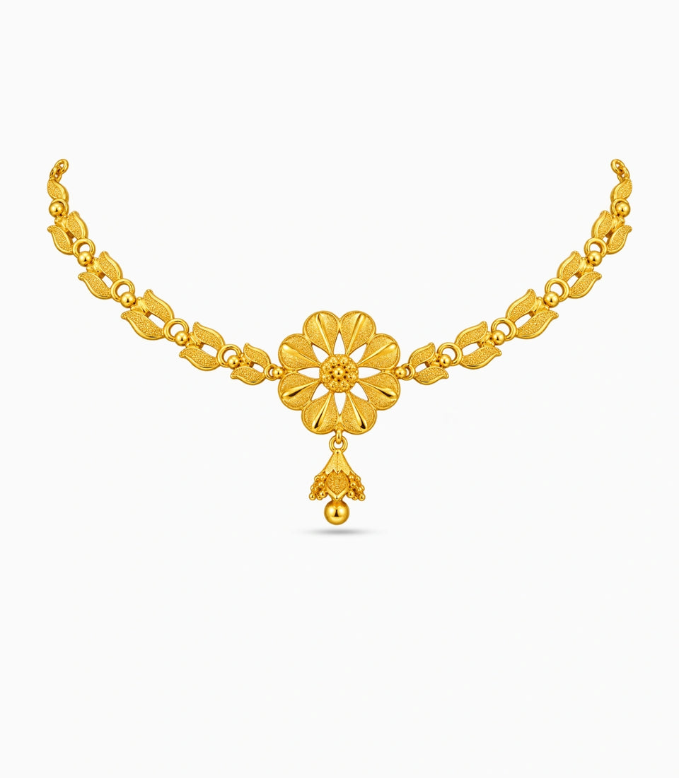 Gold Plated Radiating Floral Choker Set