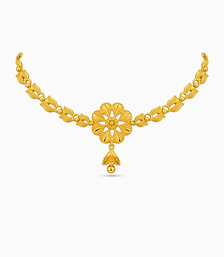 Gold Plated Radiating Floral Choker Set