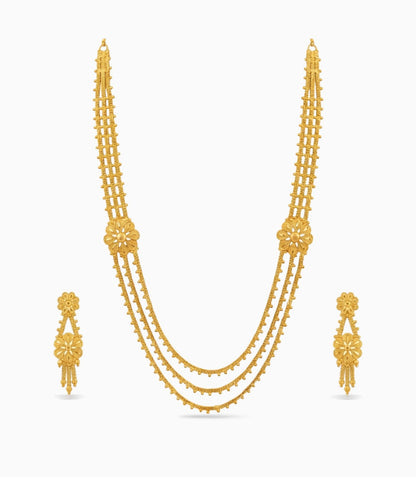 Gold Plated Wedding Layered Long Necklace