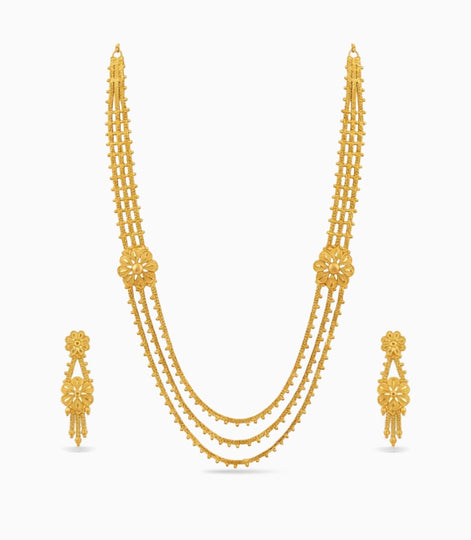 Gold Plated Wedding Layered Long Necklace