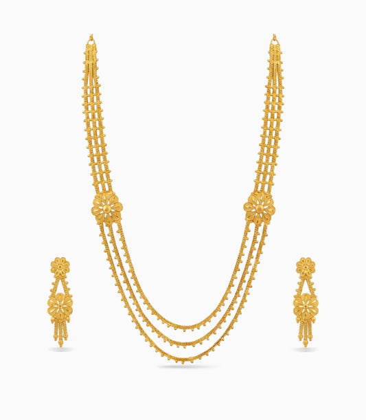 Gold Plated Wedding Layered Long Necklace
