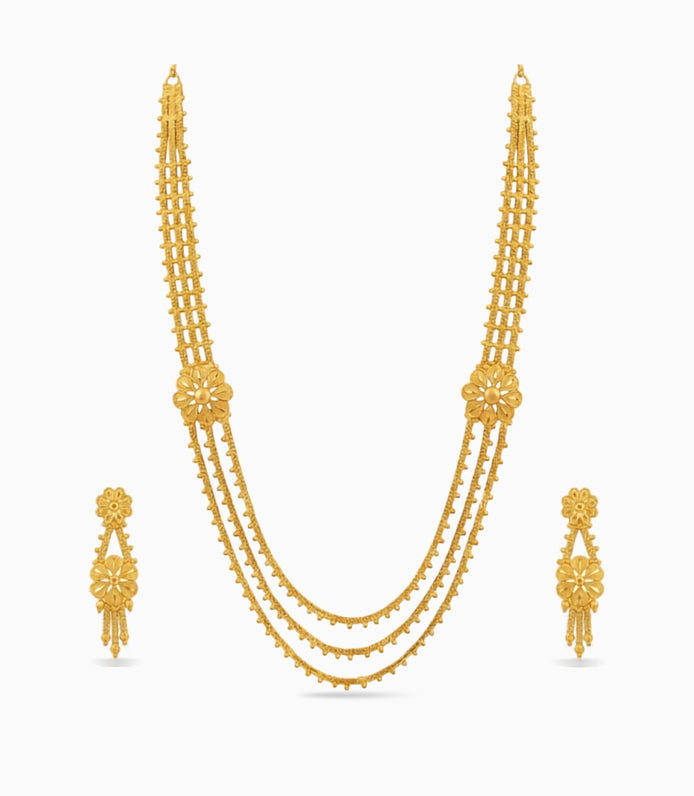 Gold Plated Wedding Layered Long Necklace