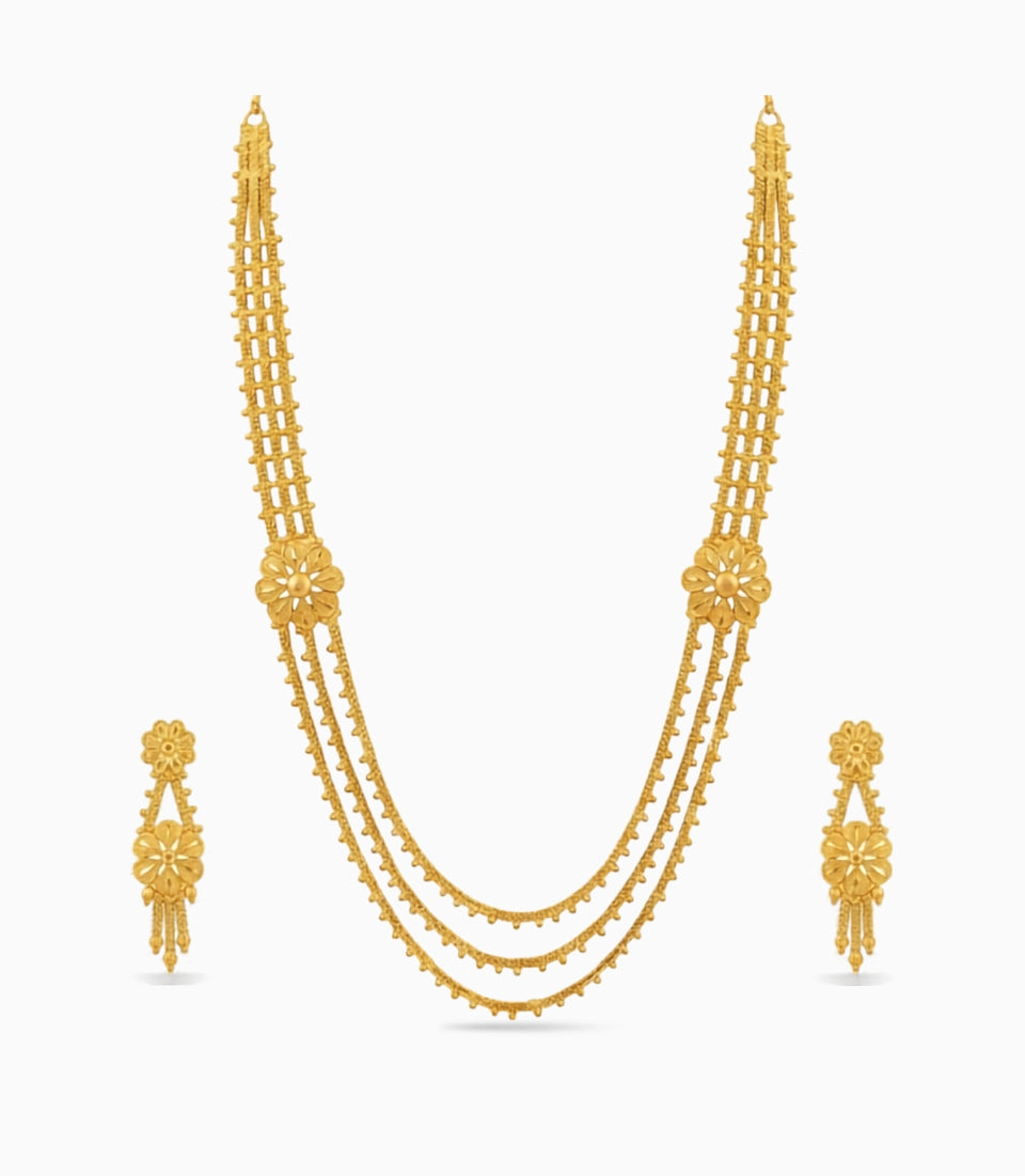Gold Plated Wedding Layered Long Necklace