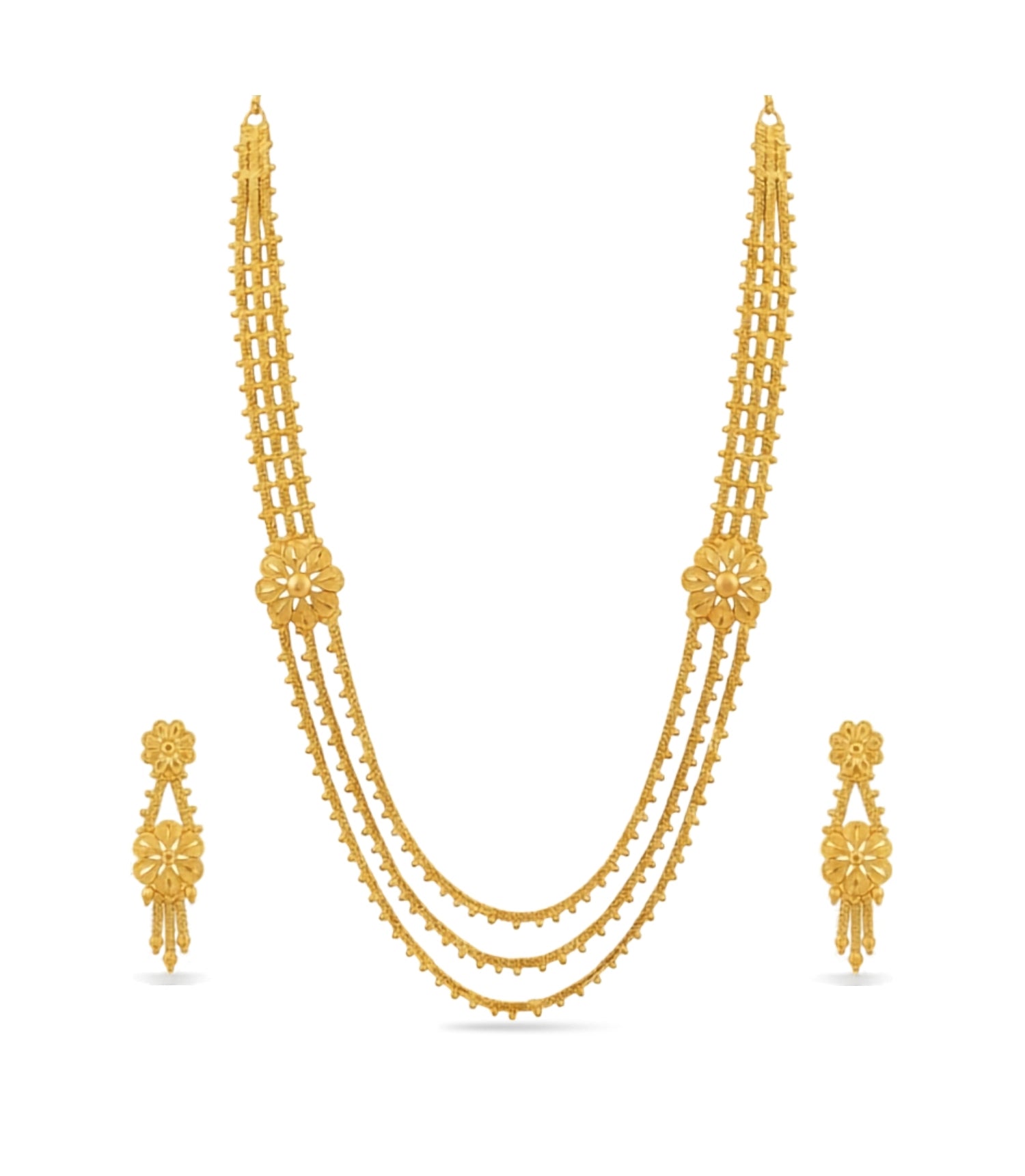 Gold Plated Wedding Layered Long Necklace