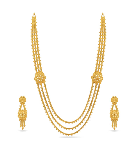 Gold Plated Wedding Layered Long Necklace