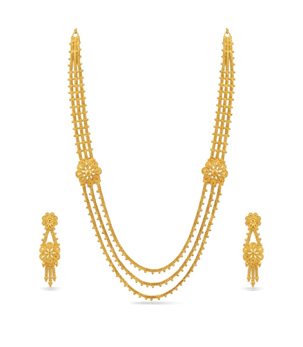 Gold Plated Wedding Layered Long Necklace